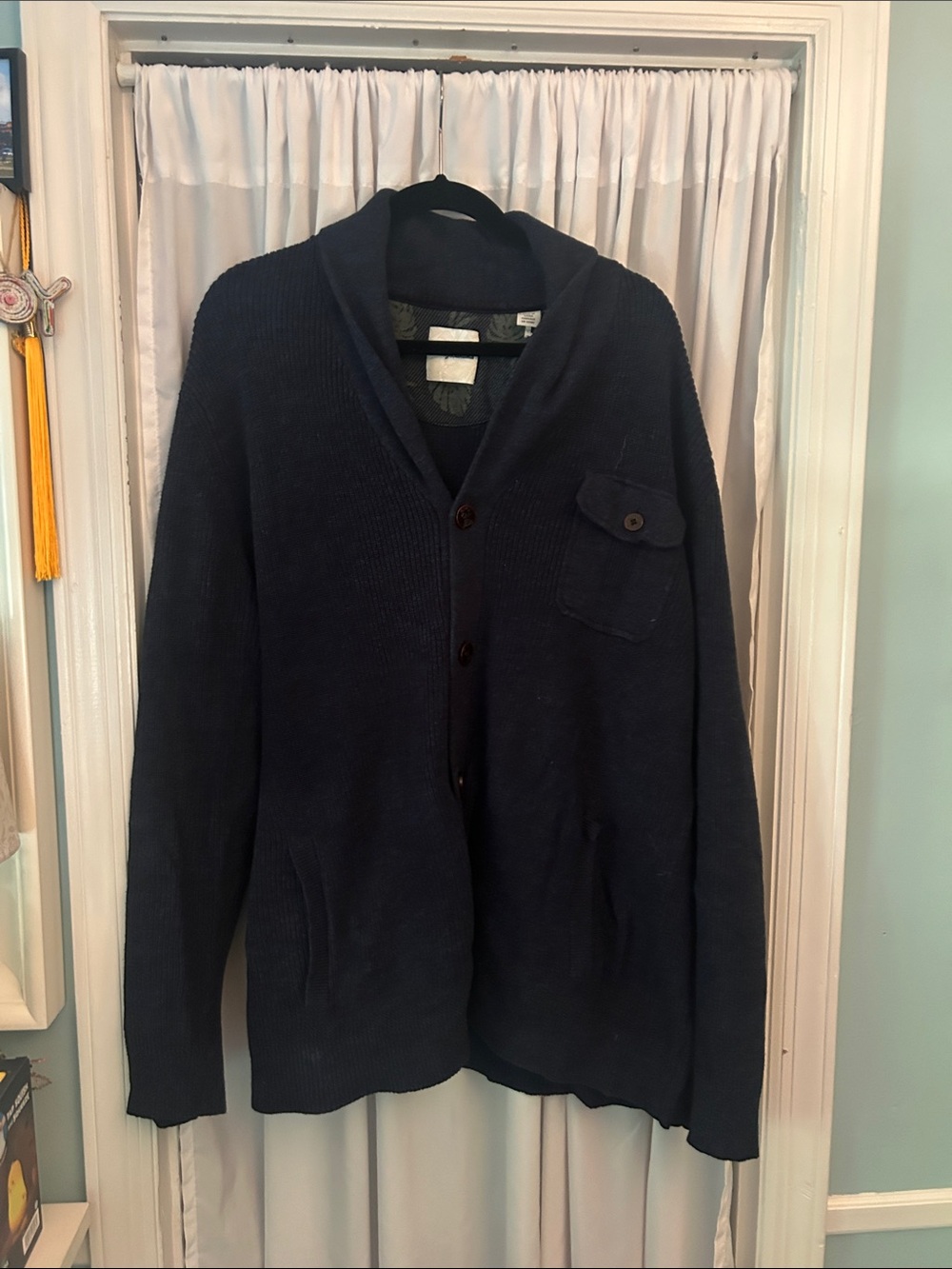 Tommy Bahama Dark Navy Shawl Collar Button Cardigan